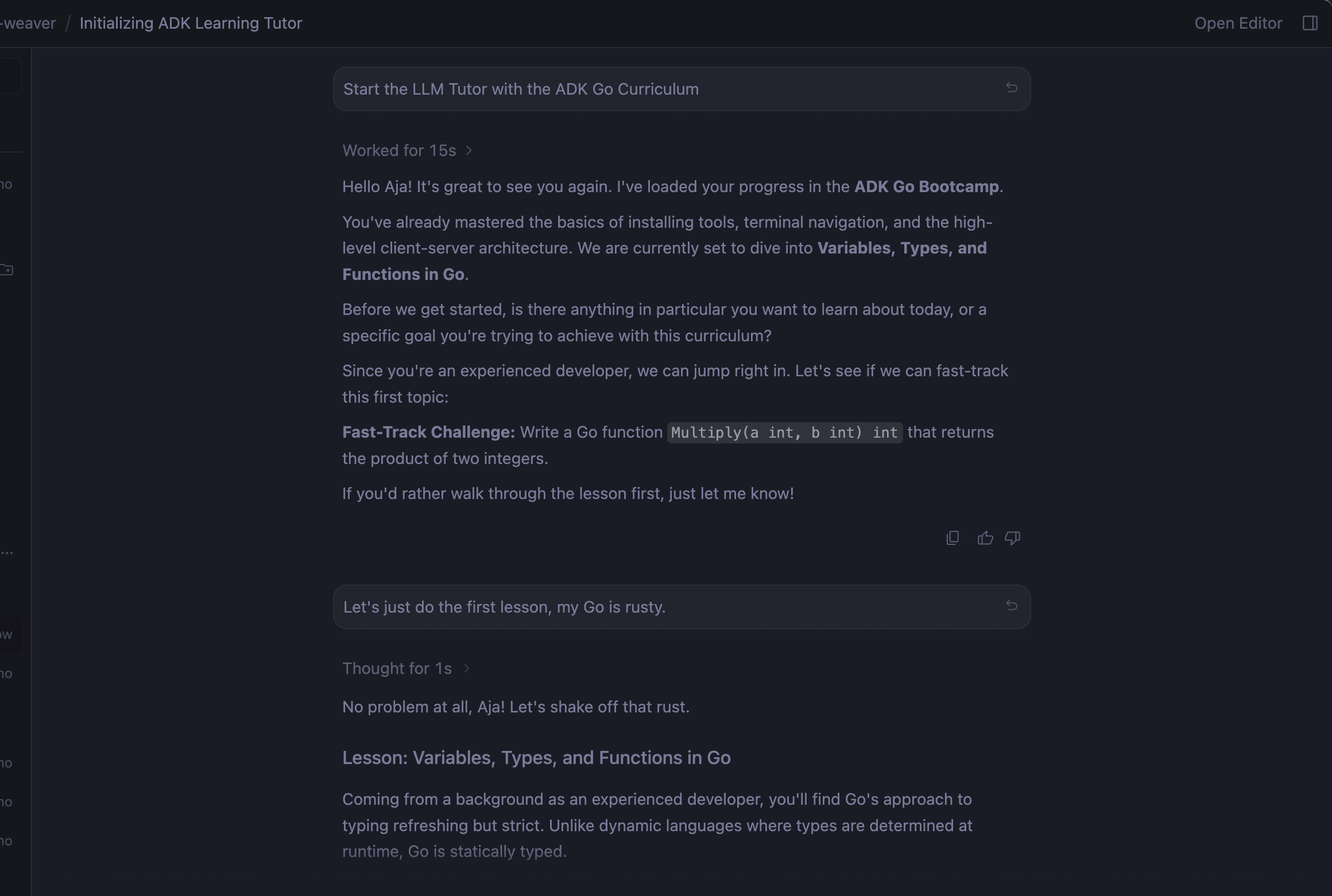Usra Weaver running in Google Antigravity